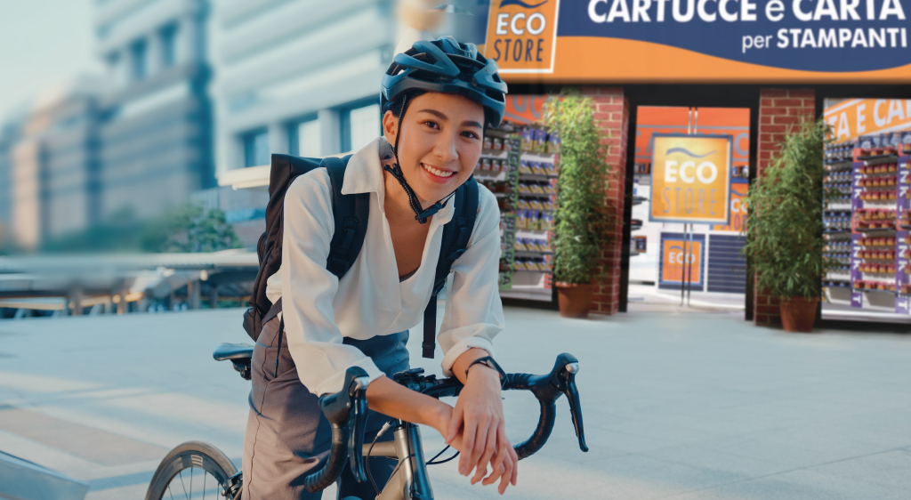 m'illumino di meno eco store in bicicletta